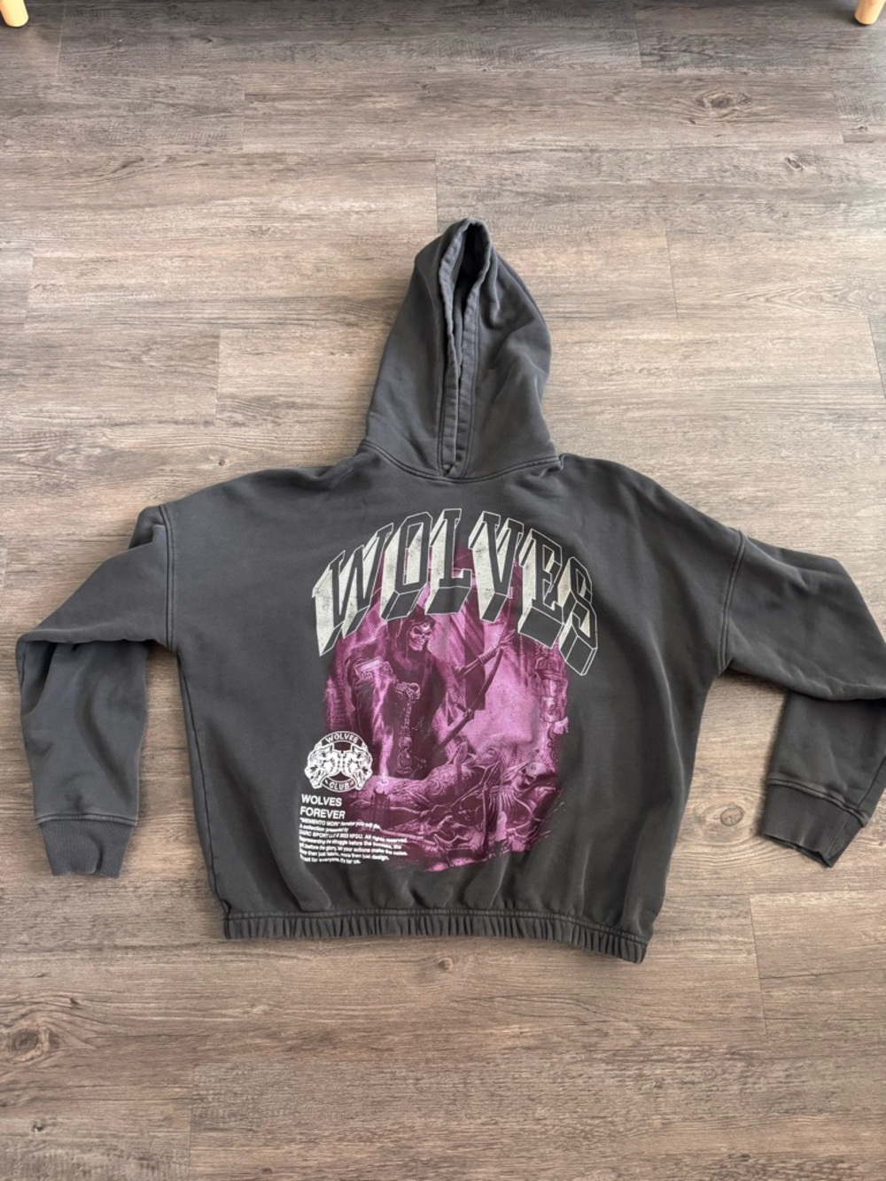 Darc Sport Black Hoodie with Purple Graphic 'WOLVES'